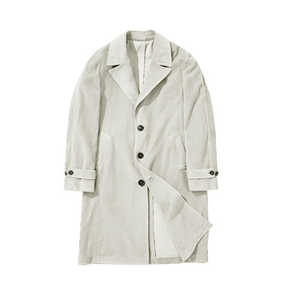 Herren Trenchcoat Elegant Langschwarz Wasserabweisend