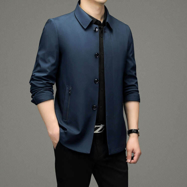 Herren Übergangsjacke Modern aus Leder Schwarz