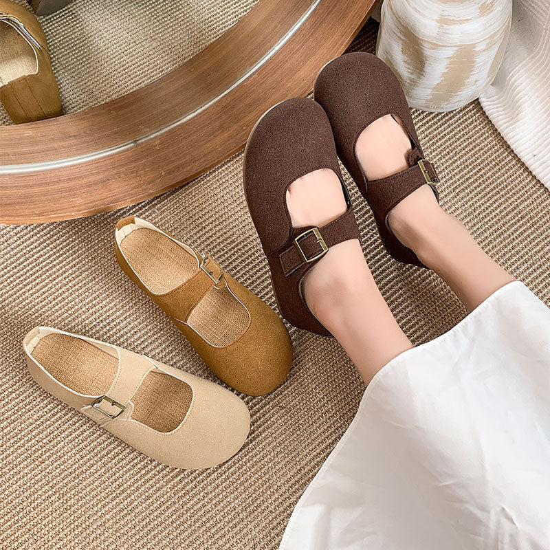 Damen Ballerinas Mary Jane Bequem Verstellbar