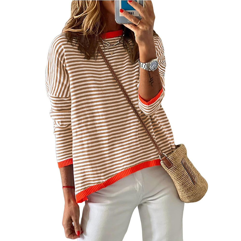 Damen Pullover Lässig Gestreift Modern