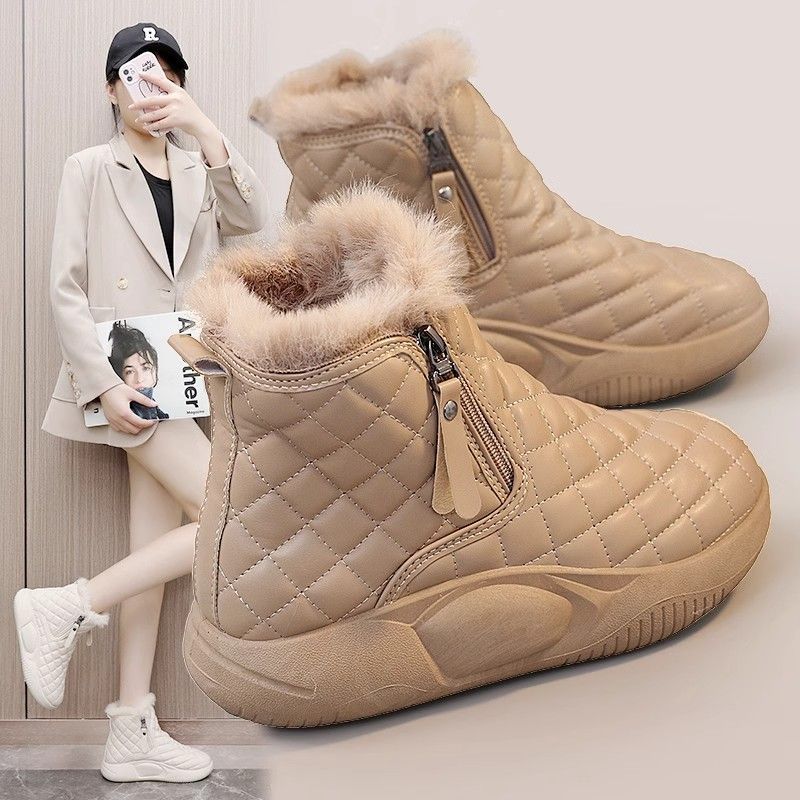 Damen Winter Sneaker Kuschelig Warm mit Reißverschluss - BerlinGlamour