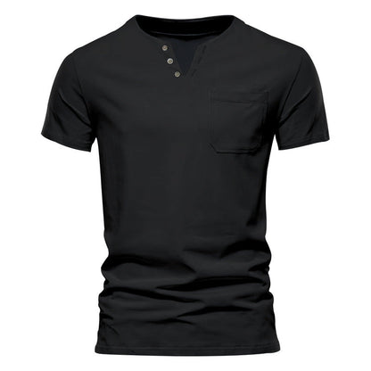 Herren Kurzarmshirt Modern mit Knopfleiste und Brusttasche