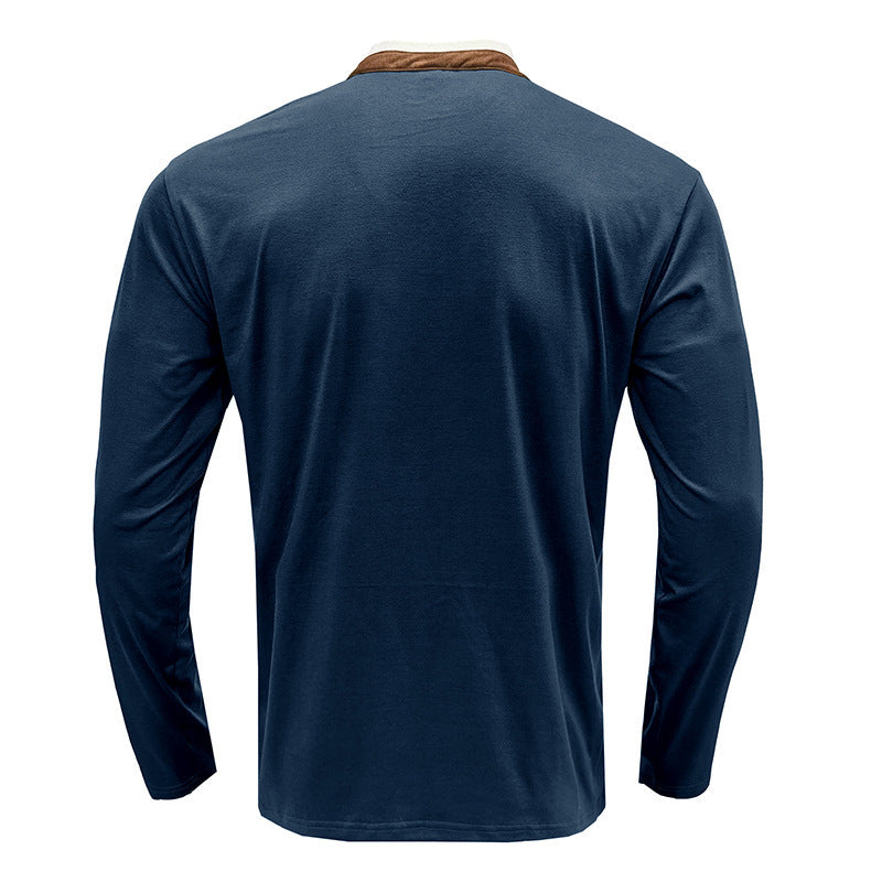 Herren Langarmshirt Henley Kragen Modern
