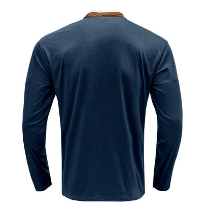 Herren Langarmshirt Henley Kragen Modern