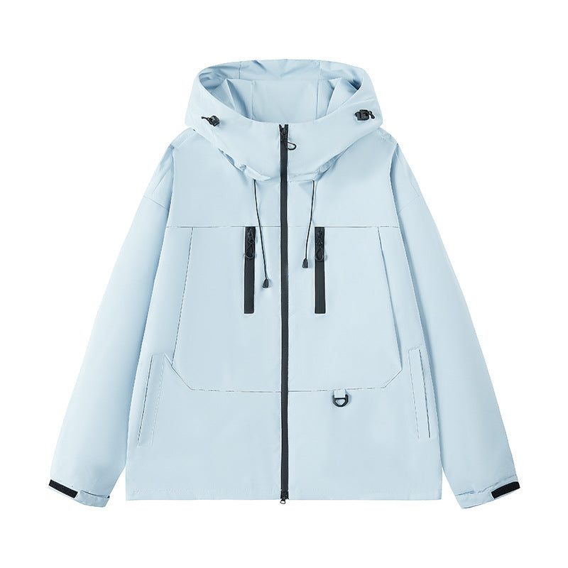 Herren Outdoorjacke Atmungsaktiv Wasserdicht mit Kapuze und Taschen