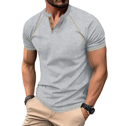 Herren Kurzarm Hemd Modern mit Kontrastknöpfen Trendy Style