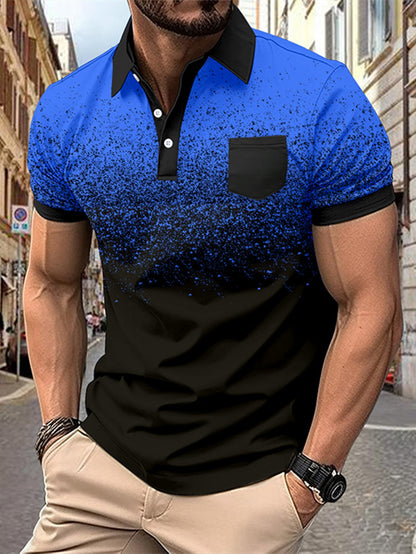 Herren Poloshirt Modern Farbverlauf mit Brusttasche
