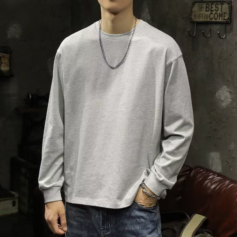 Herren Langarmshirt Bequem Baumwolle Relaxed Fit