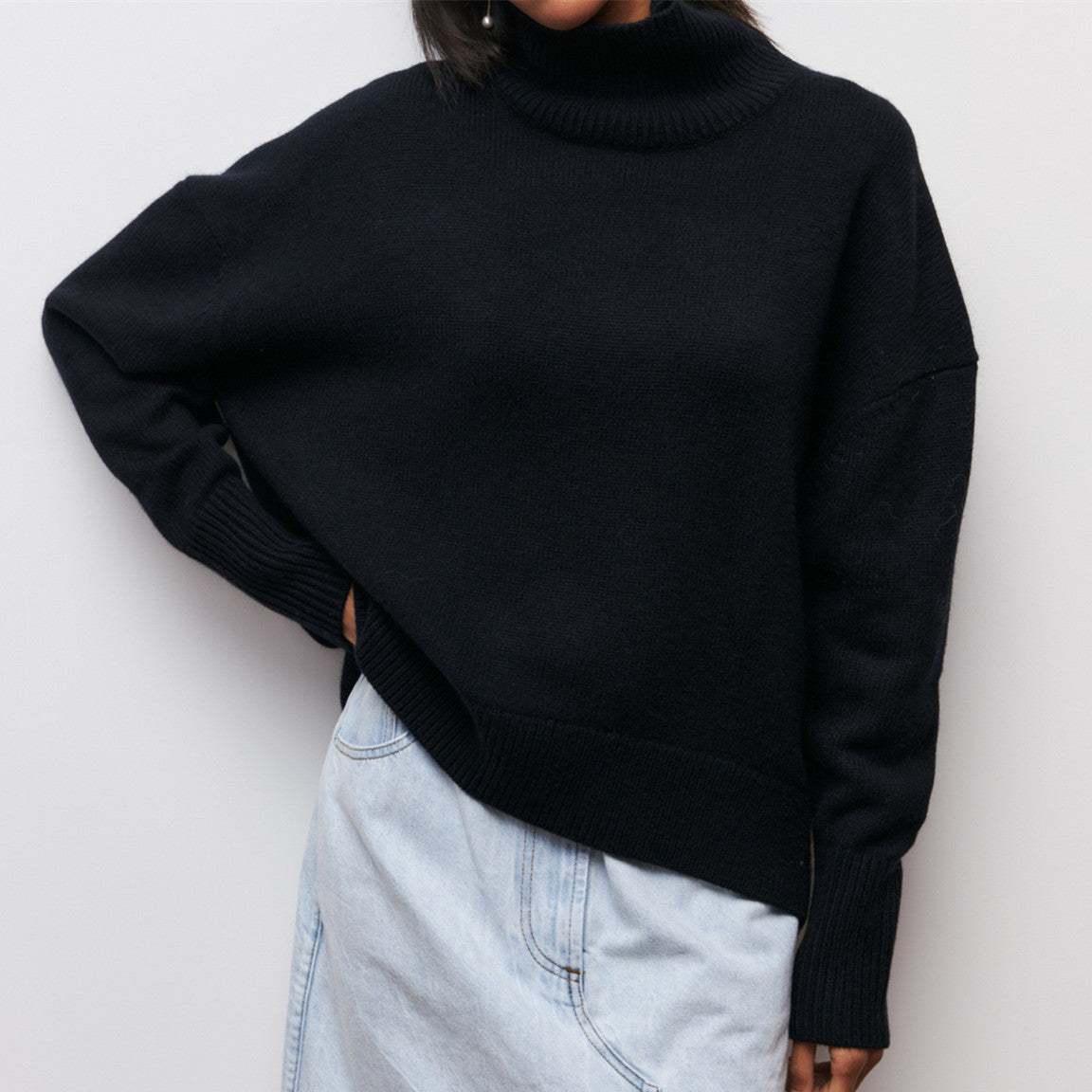 Damen Rollkragenpullover Oversized Modern Großmaschen