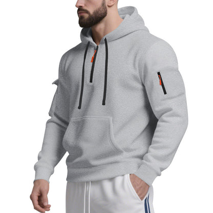 Herren Funktions-Hoodie mit halbem Reißverschluss und praktischen Taschen BerlinGlamour.