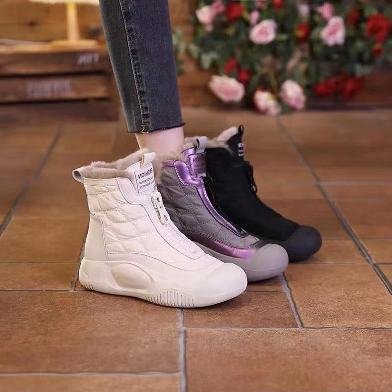 Damen Winterboots Atmungsaktiv Rutschfest Schwarz