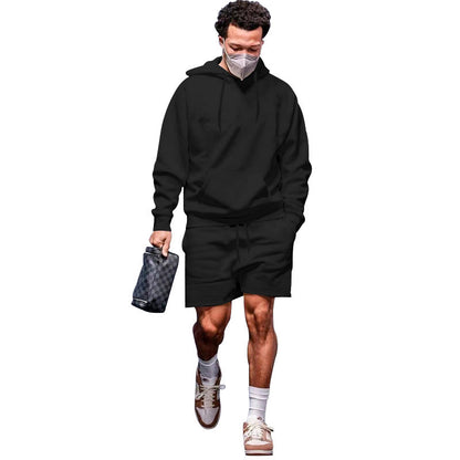 Herren Sportset Hoodie Shorts atmungsaktiv mit Taschen
