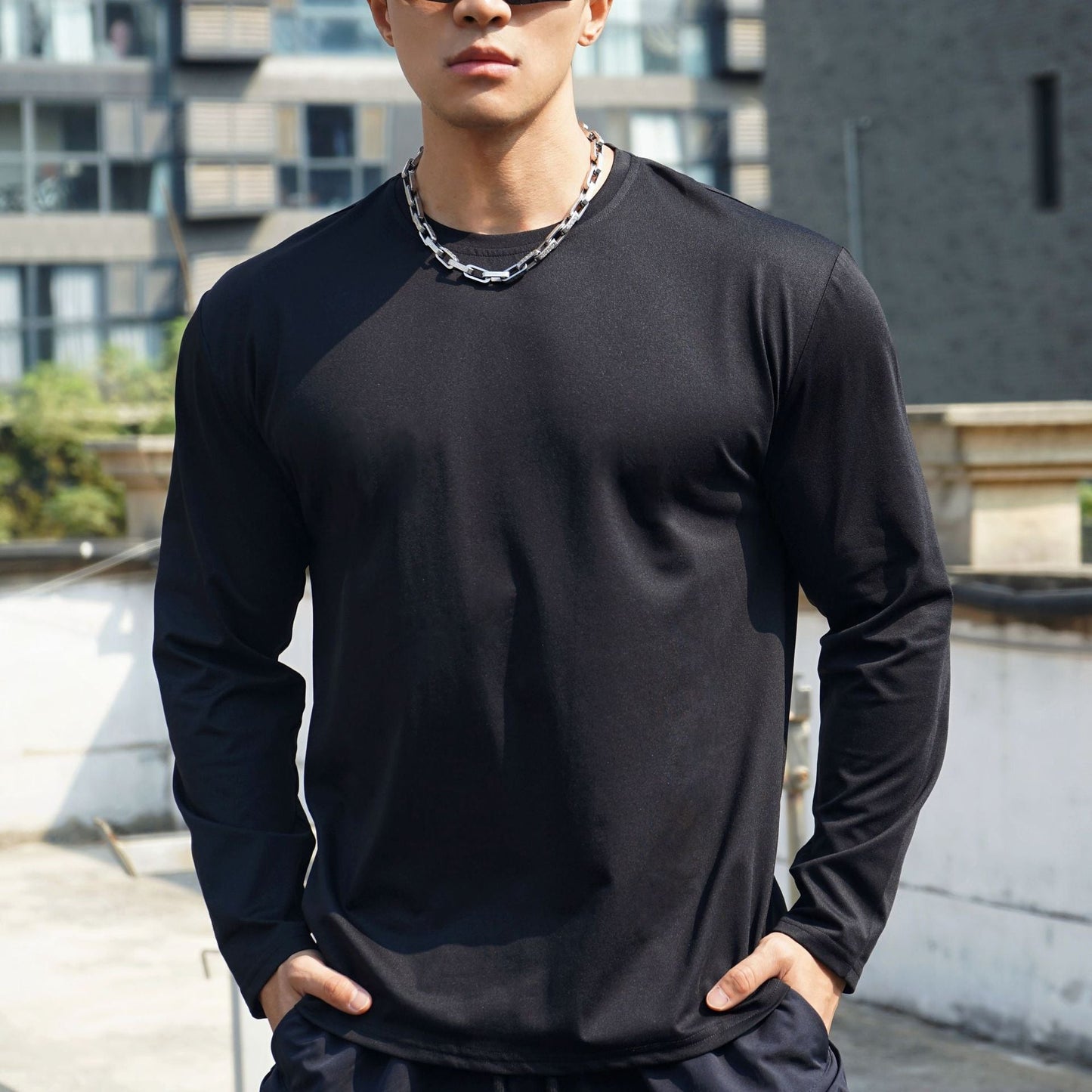 Herren Sportshirt Langarm Atmungsaktiv Feuchtigkeitstransport
