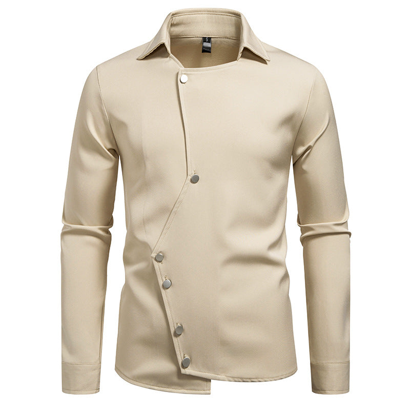 Herren Langarmhemd Modern Asymmetrisch Knopfverschluss