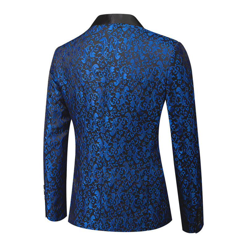 Herren Blazer Smoking Elegant Blumenmuster schwarz