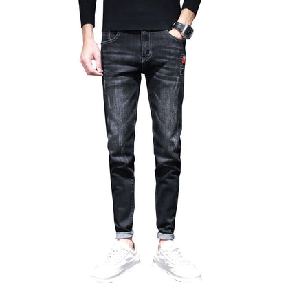 Herren Jeans Slim Fit Modern Waschdesign Schwarz