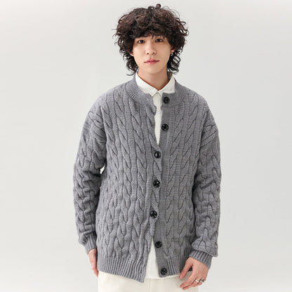 Herren Cardigan Grobstrick Mit Knöpfen Bequem Elegant