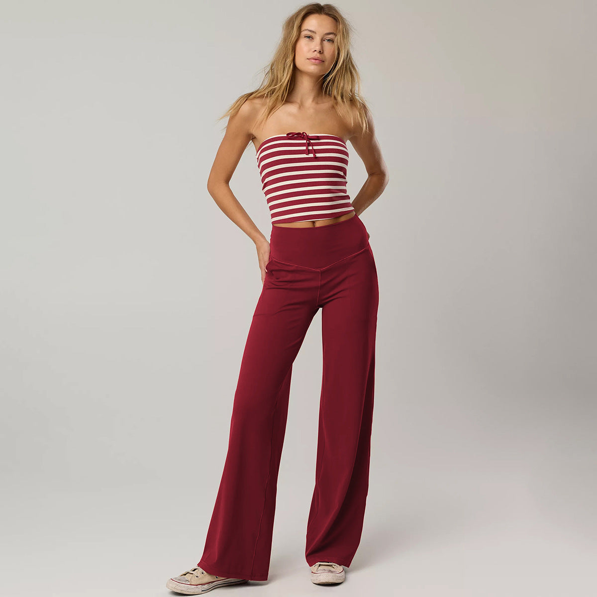 Damen Palazzo-Hose Hochwerder Komfort Schnitt Sportlich