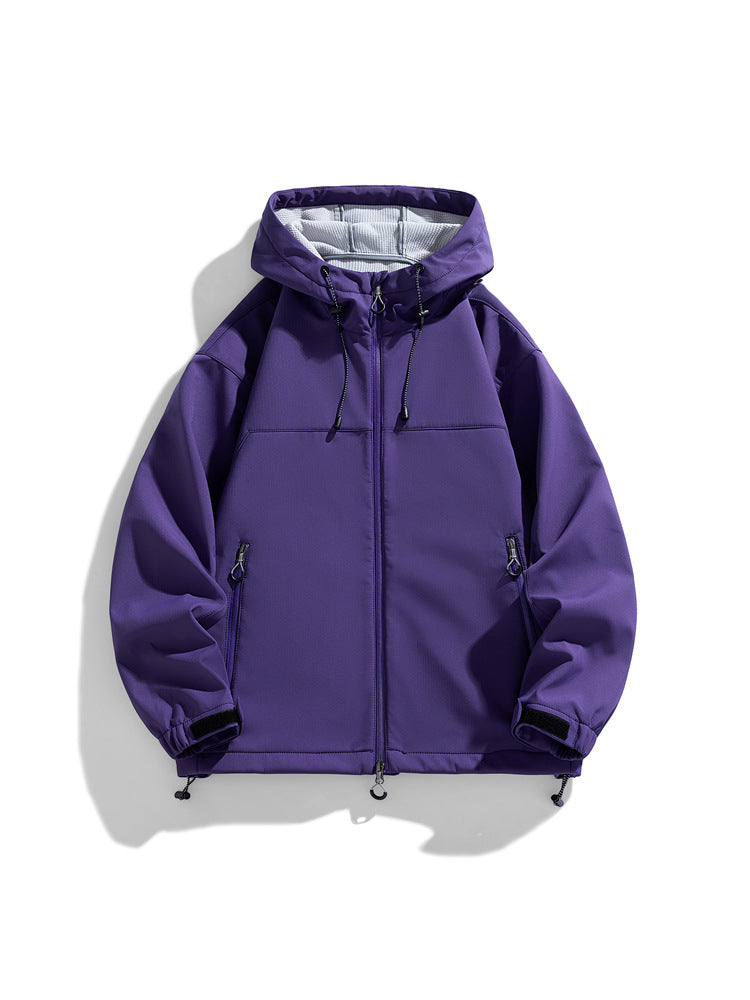 Herren Outdoorjacke Winddicht Funktionell Verstellbare Kapuze