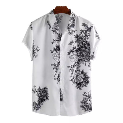 Herren Kurzarmhemd mit Blumenmuster und hochwertigem Stoff
