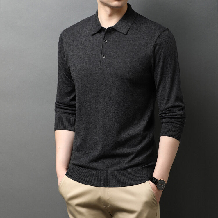 Eleganter Herren Strickpullover Polokragen Modern