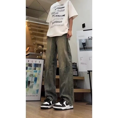 Herren Jeans Cargo Lässig Outfit Fransensaum