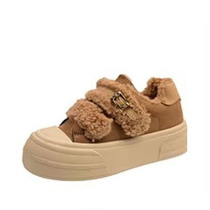 Damen Sneaker Fleece Weich Bequem mit Klettverschluss