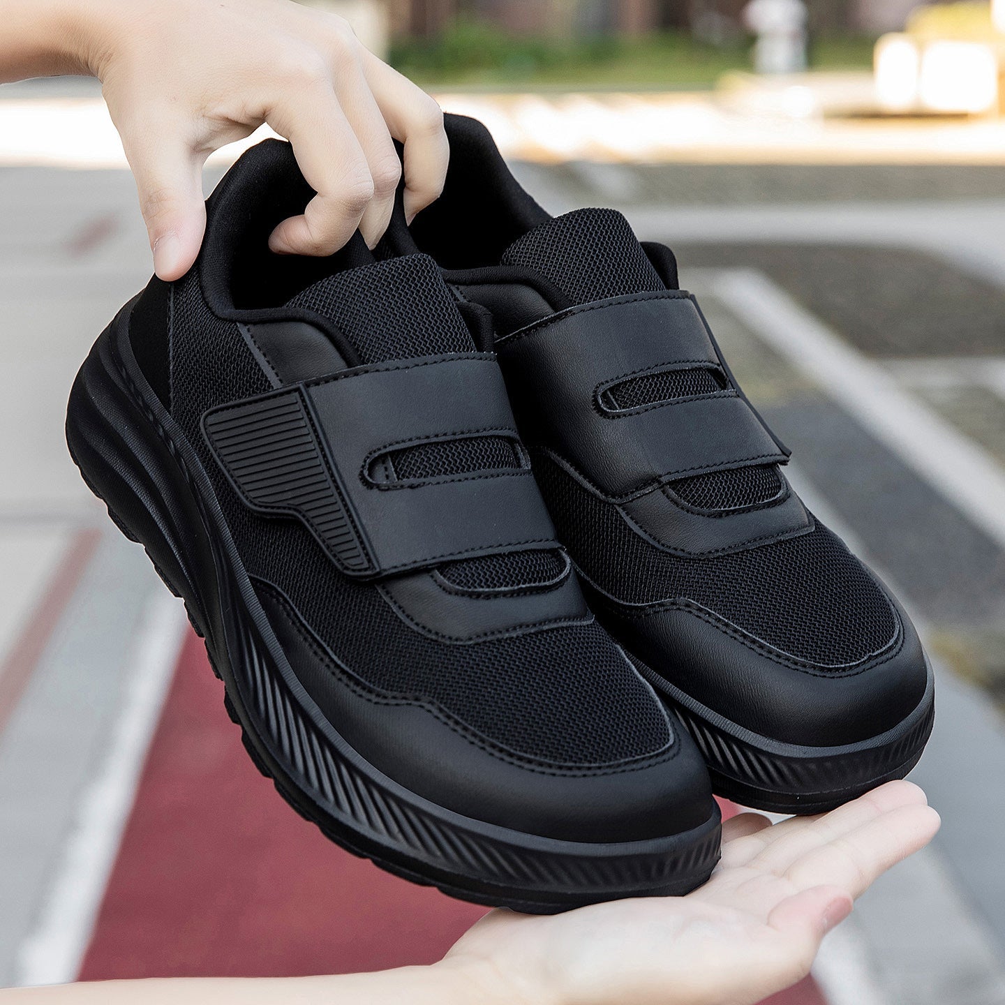 Damen Sneaker Bequem Elastisch Klettverschluss Sportlich - BerlinGlamour