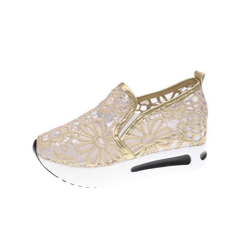 Damen Sneaker Slip-On Bequem Spitze Optik