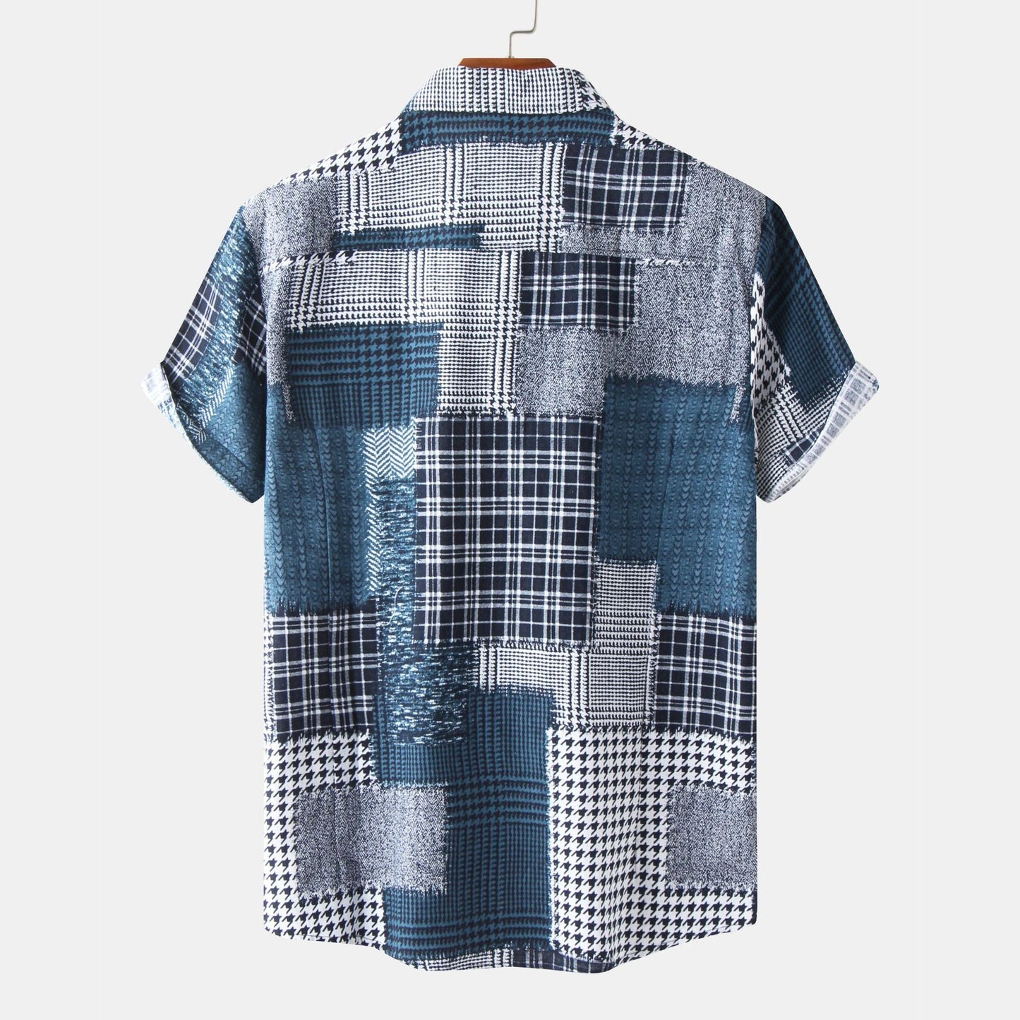 Herren Kurzarmhemd Patchwork Design Berlin Style