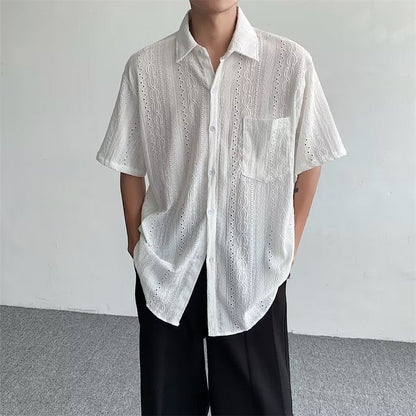 Herren Kurzarmhemd Modern mit Spitzen-Details Elegant - BerlinGlamour