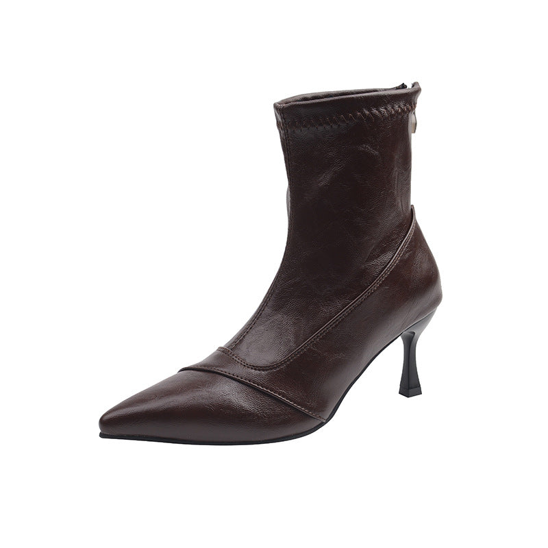 Damen Stiefeletten Spitz Schuhe Hochhackig Elegant