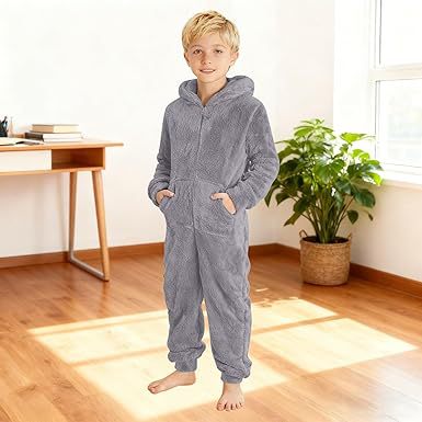 Fleece-Overall mit Kapuze Unisex Warm Kuschelig