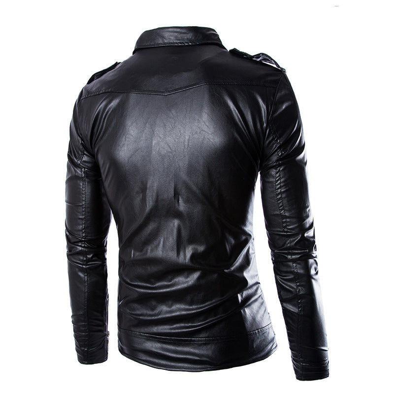 Lederjacke Herren Bikerstyle Asymmetrisch Schwarz