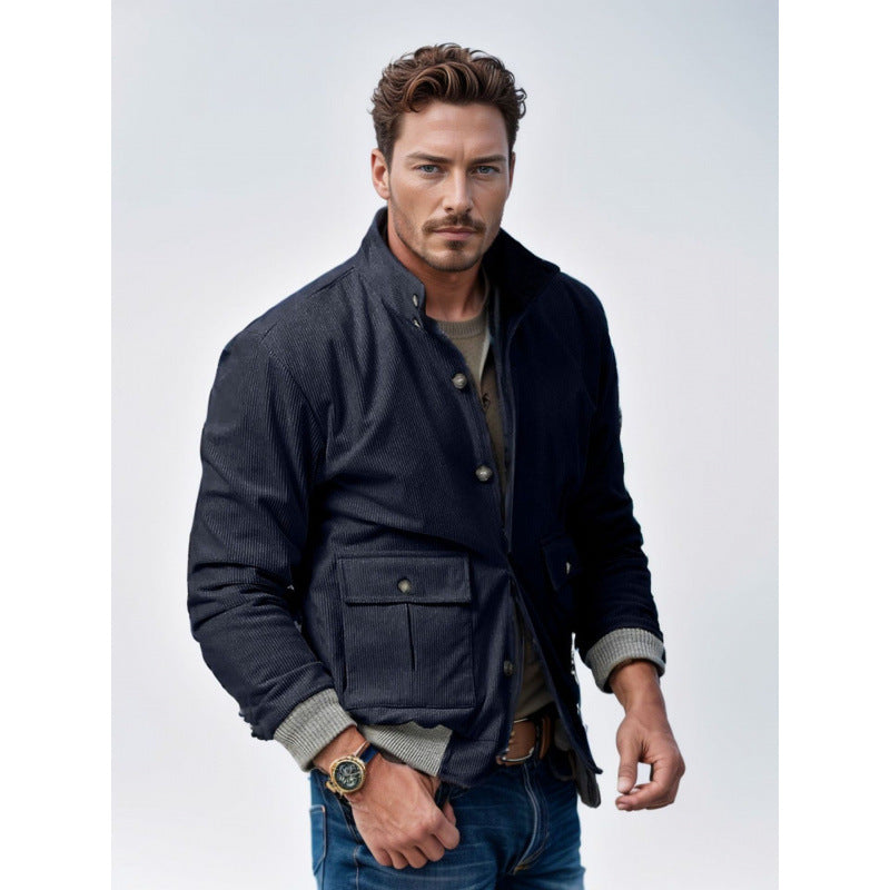 Herren Jacke Modern Baumwolljacke Mit Taschen