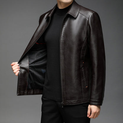Lederjacke Herren Modern Elegant Schnitt Schwarz