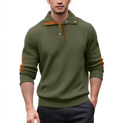 Herren Strickpullover Rippstruktur Elegante Knöpfe Modern