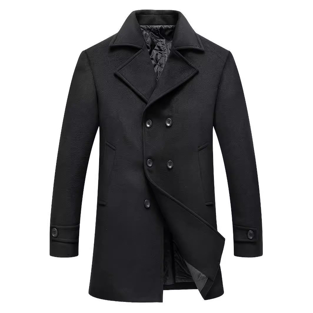 Herren Mantel Doppelknopf Eleganter Wintermantel Schwarz - BerlinGlamour