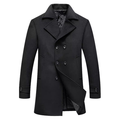 Herren Mantel Doppelknopf Eleganter Wintermantel Schwarz - BerlinGlamour