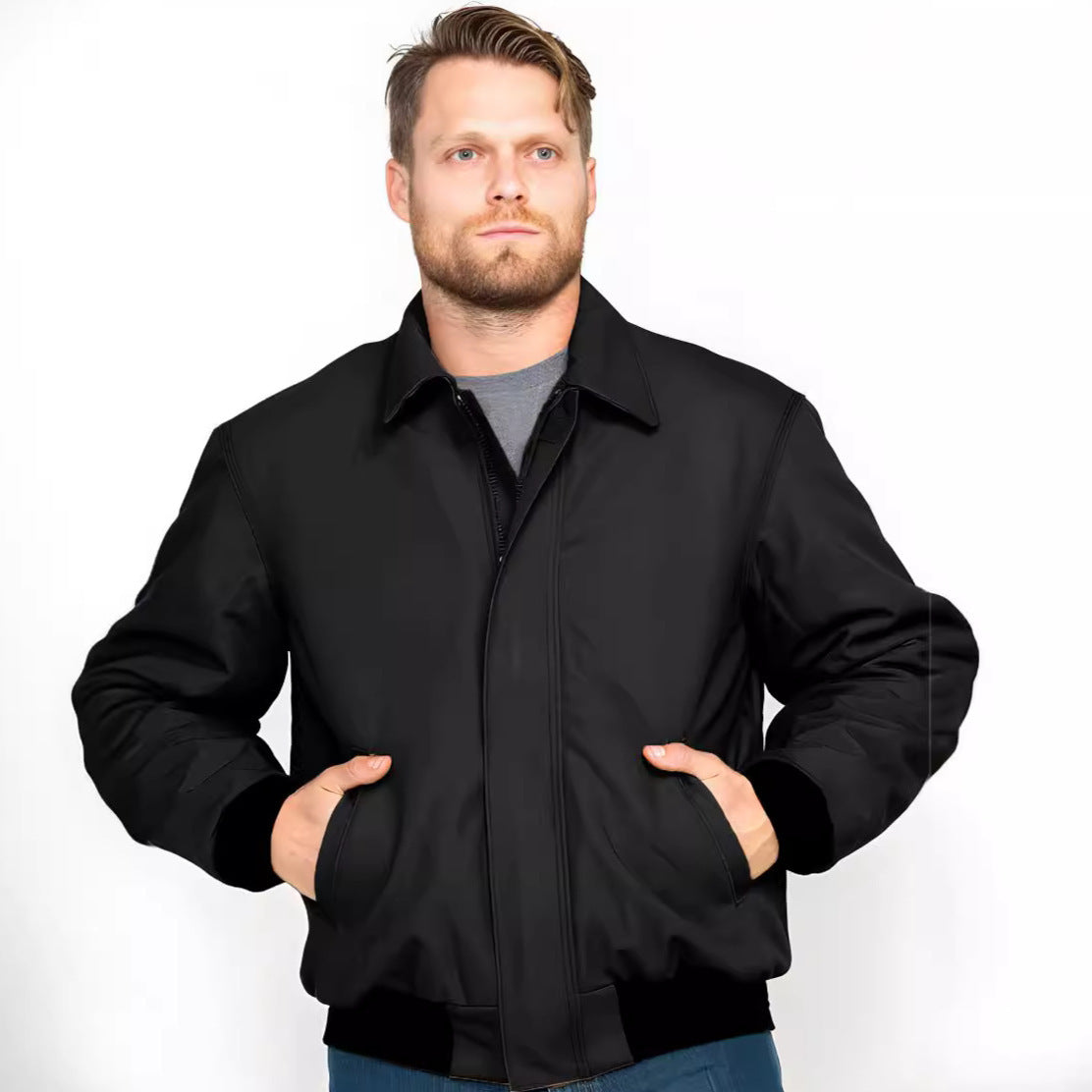 Herren lässige Übergangsjacke mit praktischem Stehkragen BerlinGlamour.
