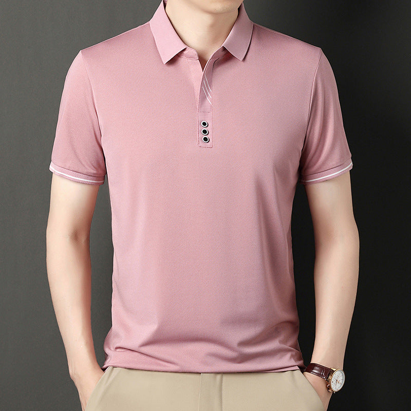 Herren Polohemd Modern Knopfleiste Kontrastdetails