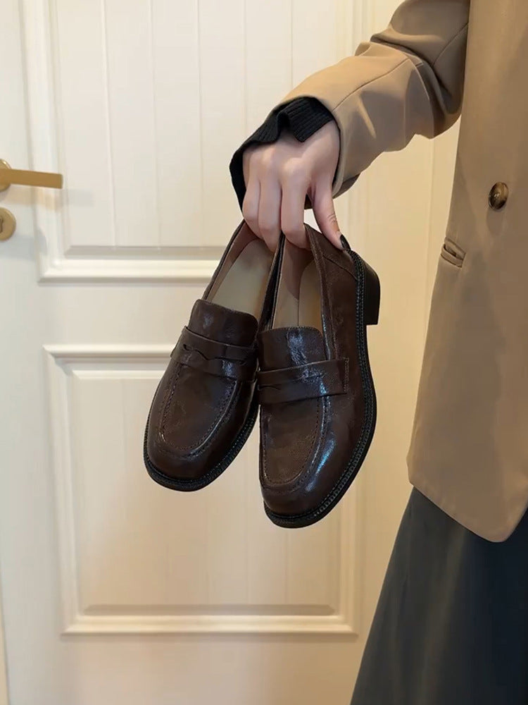Damen Loafers Elegante Lederschuhe Schwarz Modisch
