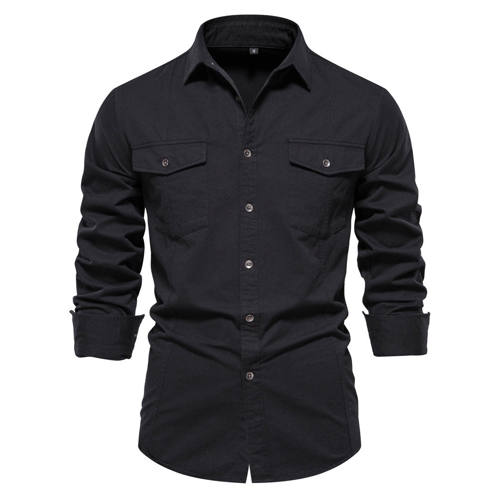 Herren Karohemd Modern Doppelbrusttasche Slim Fit