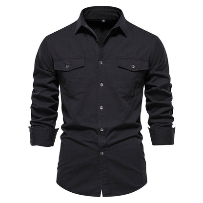 Herren Karohemd Modern Doppelbrusttasche Slim Fit