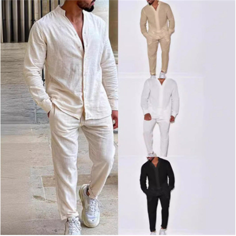 Herren Leinenhose Bequem Elastisch Knopfleiste Trendy - BerlinGlamour