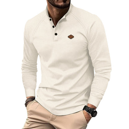 Herren Henley-Shirt Langarm Modern Strukturiert - BerlinGlamour