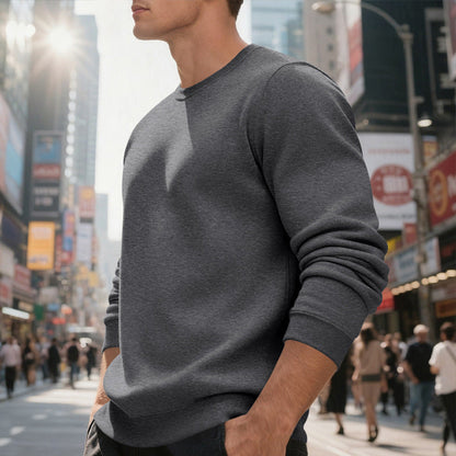 Herren Sweatpullover Rundhals Bequem Lässig Grau