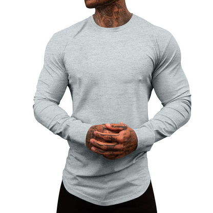 Herren Langarmshirt Weich Elastisch Baumwolle Rundhals