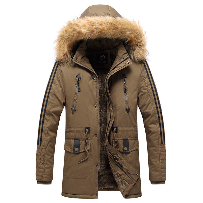 Herren Parka Winterjacke gefüttert mit abnehmbarer Kapuze
