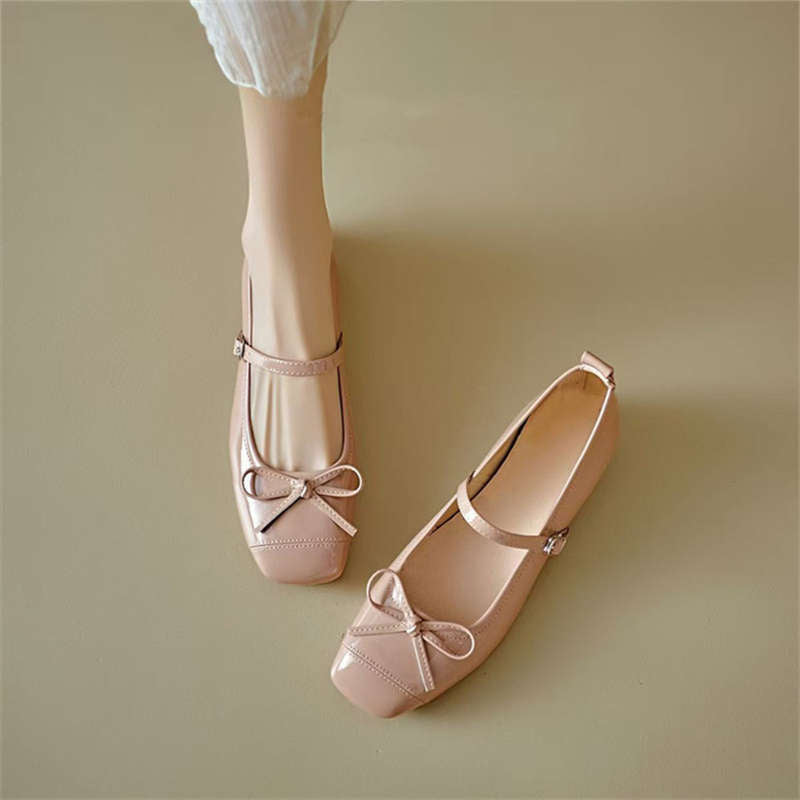 Damen Ballerinas Modern mit Riemchen und Schleife - BerlinGlamour